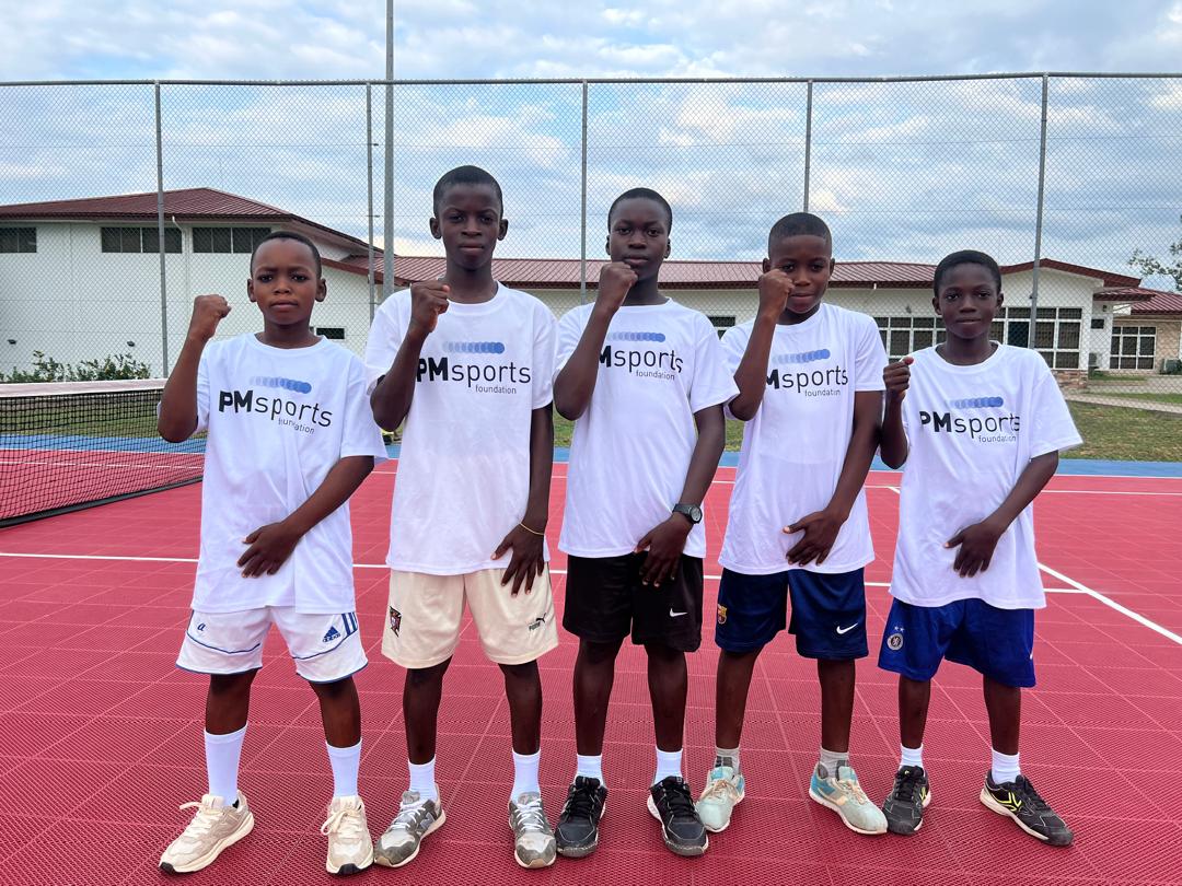 Young tennis players on court